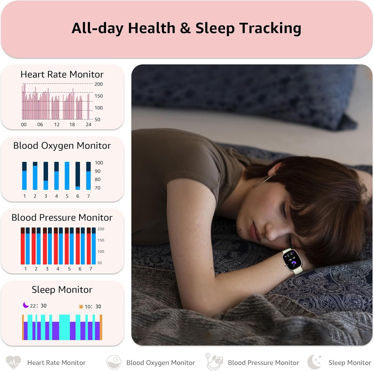 Smart Watch for Men Women Answer/Make Calls with Heart Rate Blood Pressure-Green