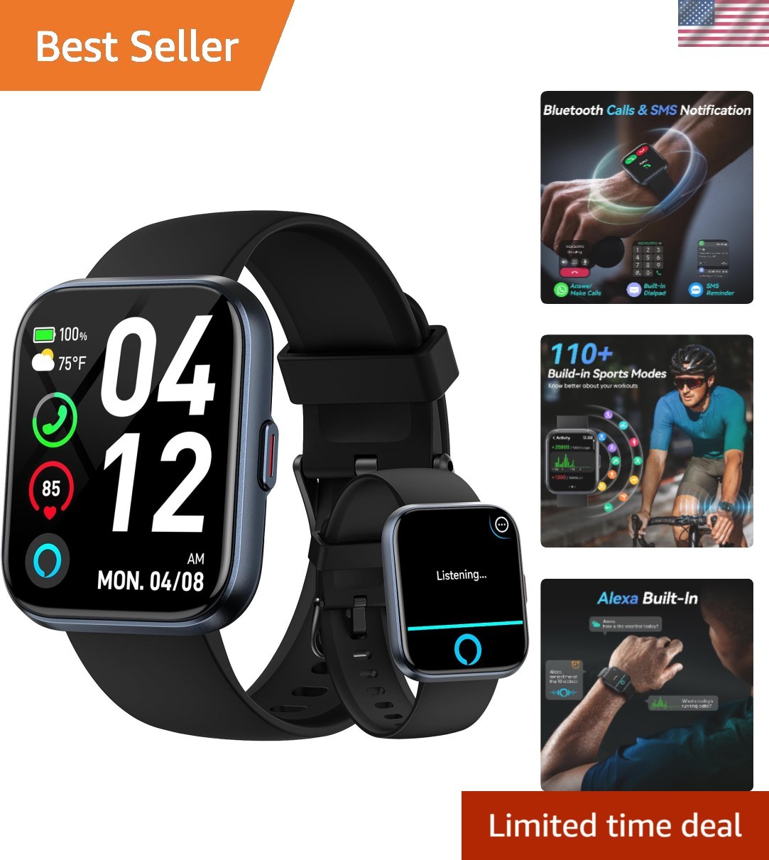 All-in-One Smartwatch with 110 Sports Modes & Alexa – Perfect for Fitness Lovers