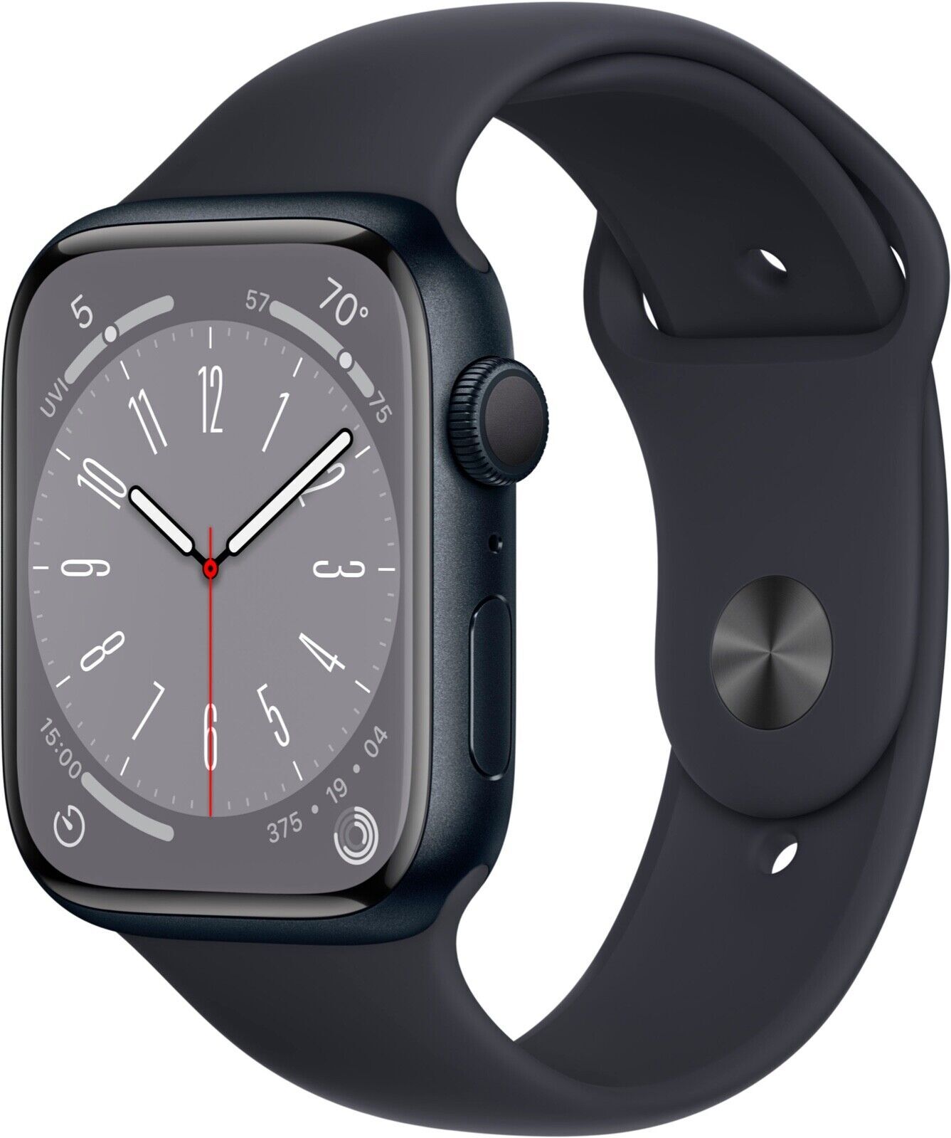 Apple Watch Series 8 45mm Midnight Aluminum Case with Sport Band, M/L (GPS)…