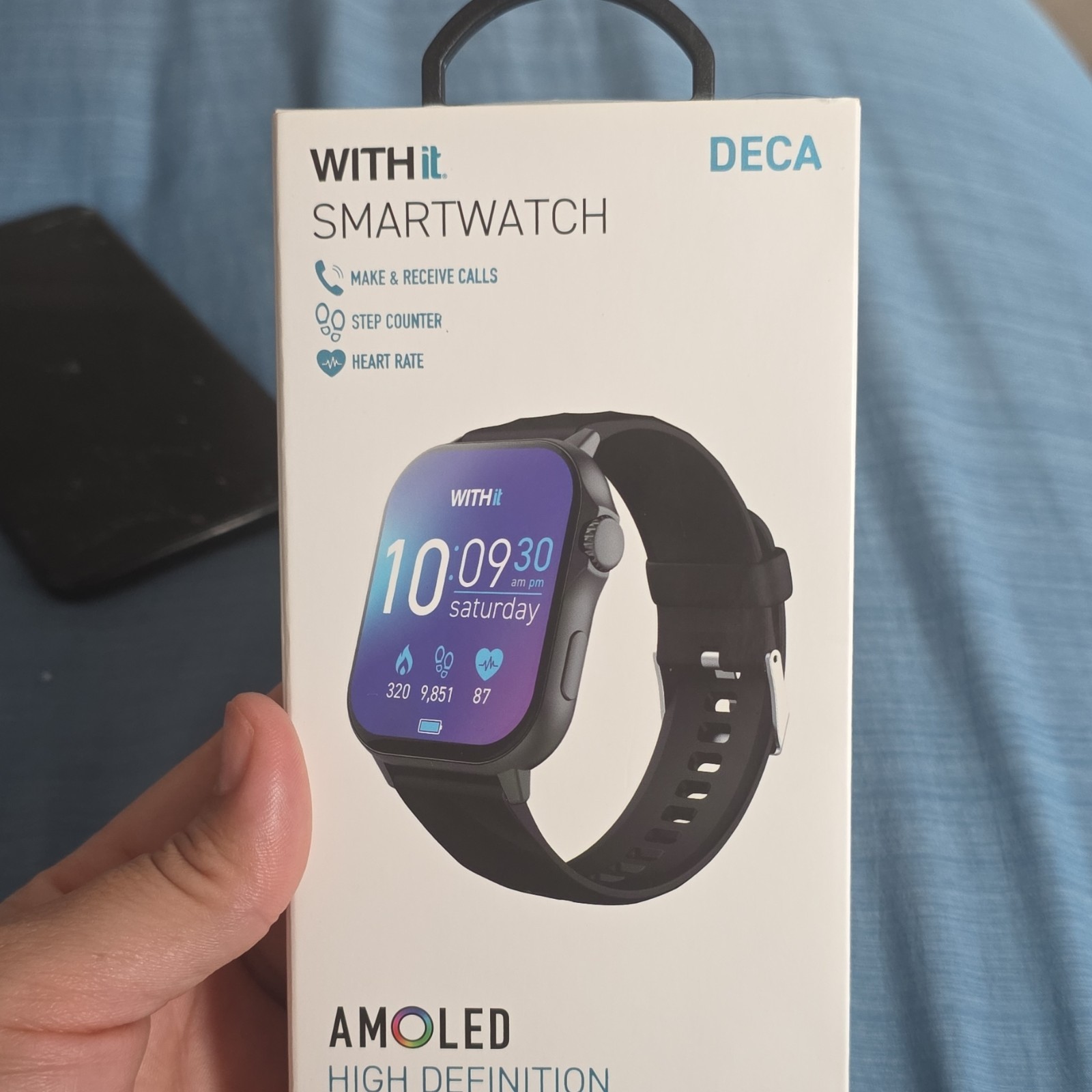 WITHit DECA Smartwatch AMOLED Touchscreen Fitness Tracking Black Silicone Band