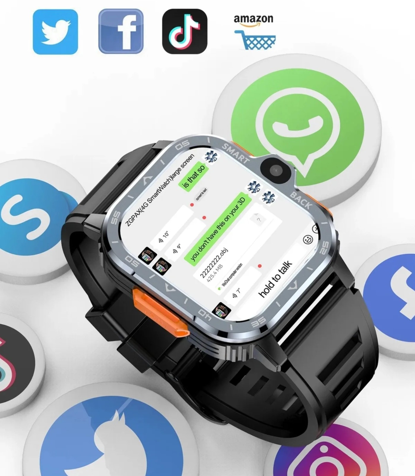 PGD 5G Android Smart Watch 2.03″ AMOLED Screen GPS NFC Wifi SIM Dual Camera