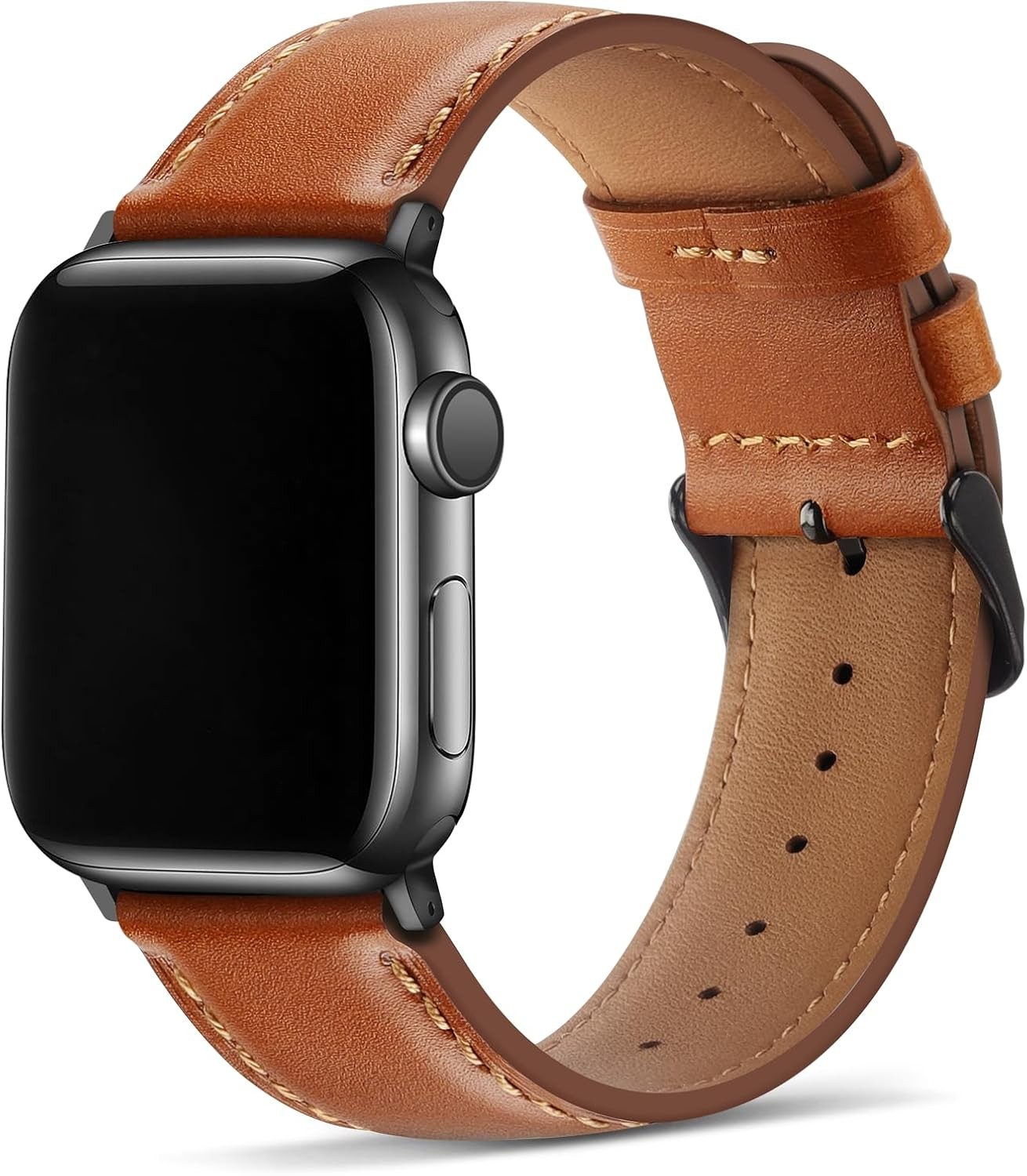 Genuine Leather Band for Apple Watch Series 11 10 42mm Classic Brown