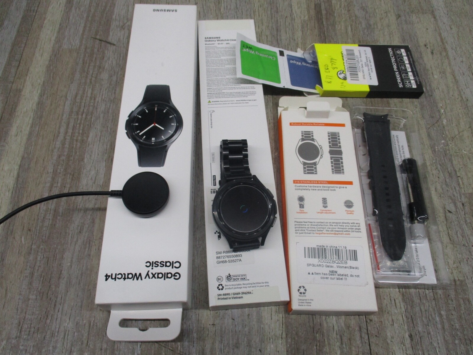 Samsung Galaxy Watch 4 Classic 46mm Stainless Steel Black Smart Watch w/ extra