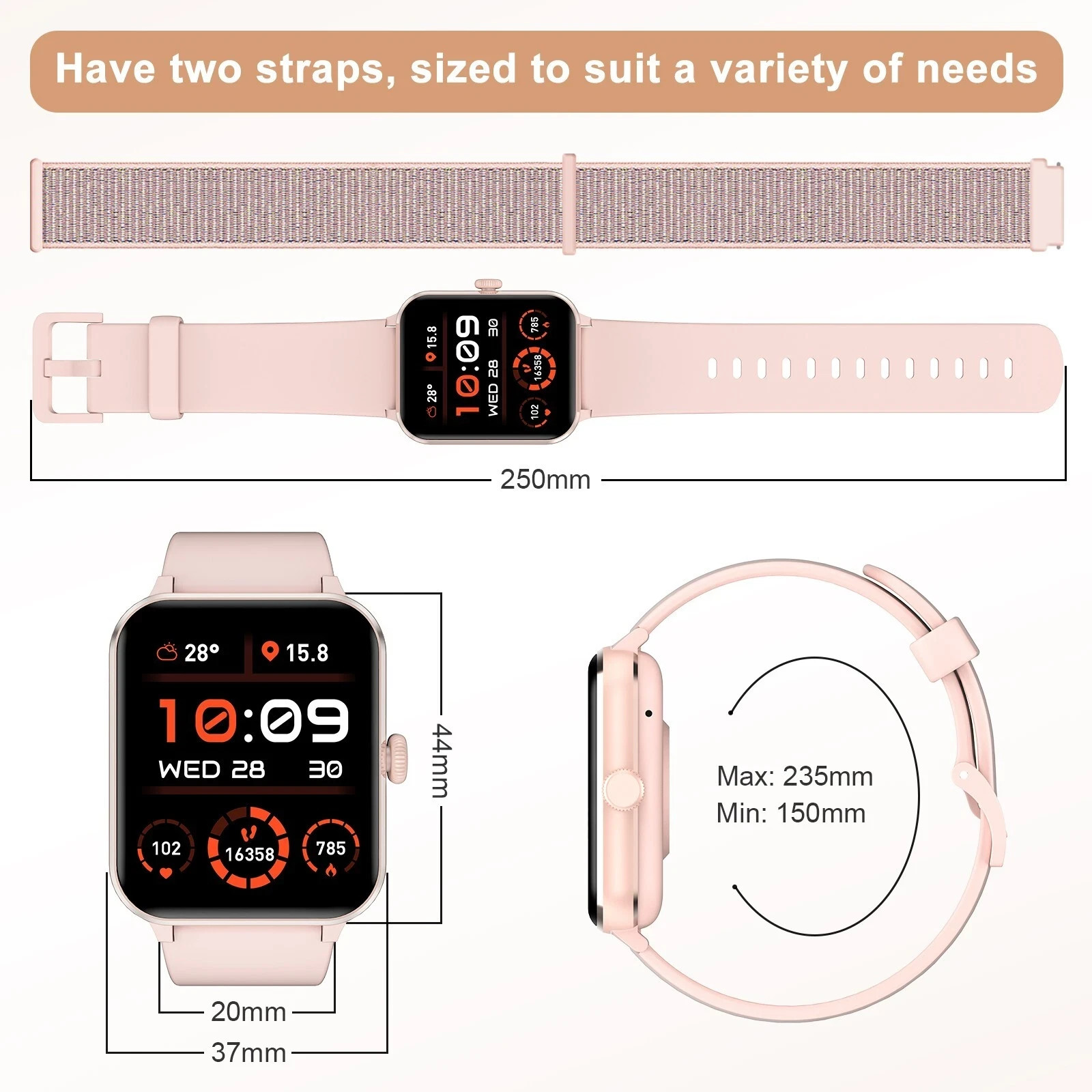 Smartwatch for Men/Women Bluetooth Compatible with iPhone Samsung Android