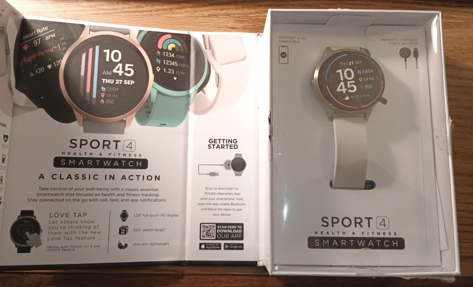 iTouch Sport 4 Unisex Adult Smart Watch Gray TP4R01-G02 – Open Box