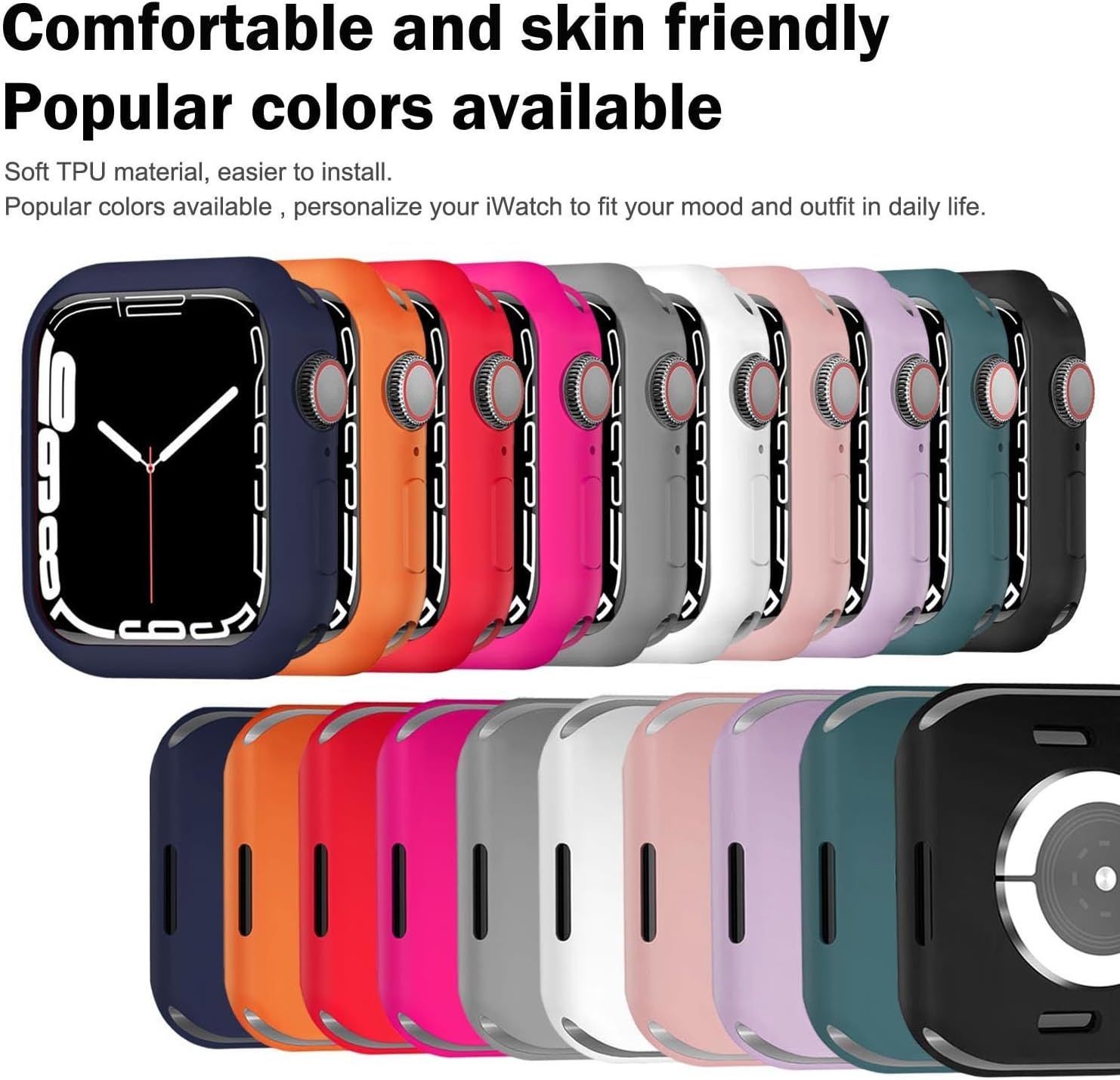 Soft Flexible TPU Bumper Case for Apple Watch Series 11/10 46mm [NO Front Screen
