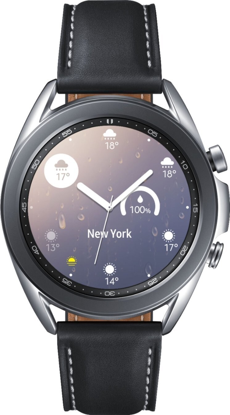 Samsung Galaxy Watch3 (41MM), Mystic Silver (Bluetooth) Black Band