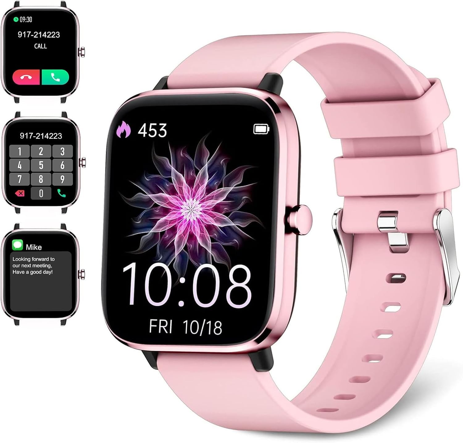 Stylish Smartwatch for Women – Multiple Sports Modes & Notifications, Pink