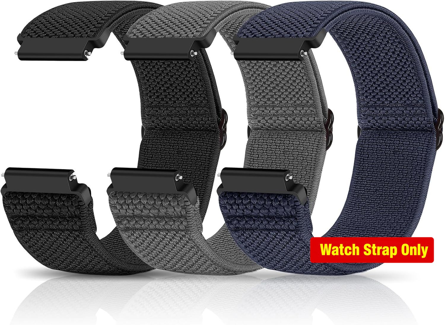 Stretchy Adjustable Nylon Loop Strap for 20mm Watch Bands – Quick Release Design