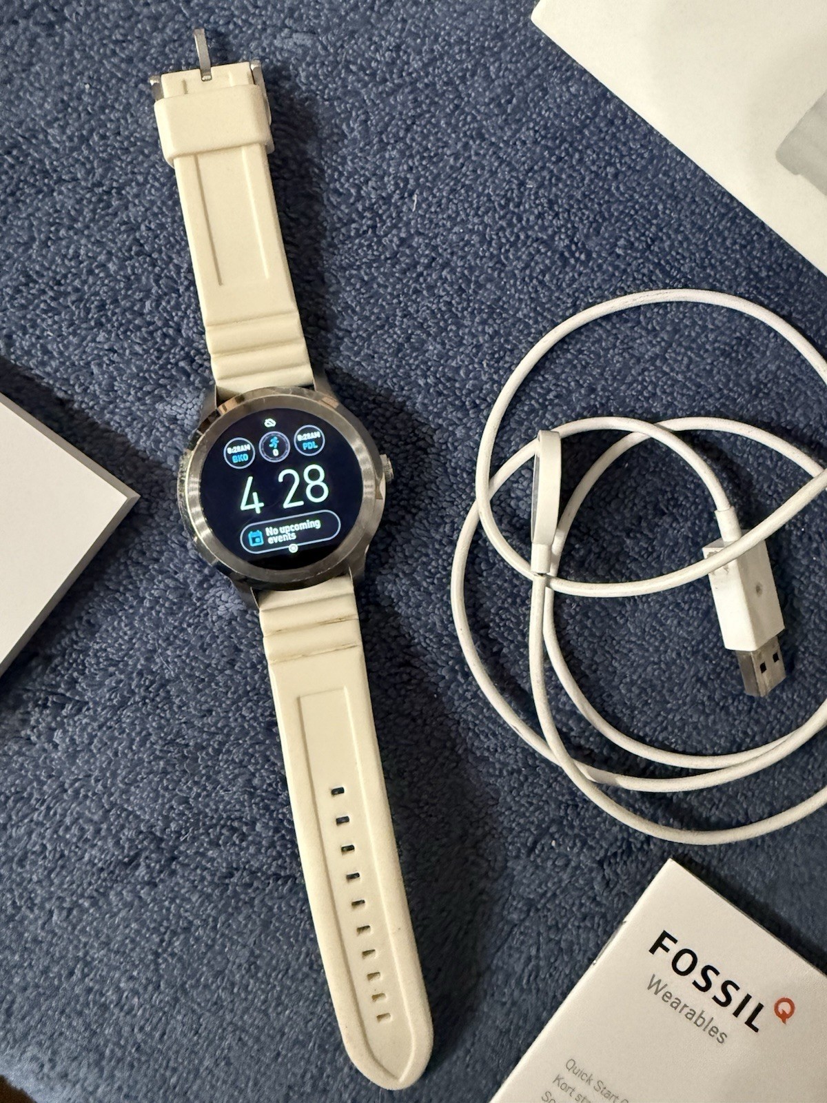 Fossil Q Founder Gen 2 Smartwatch FTW2115 White Silicone Band BARELY USED Wear O