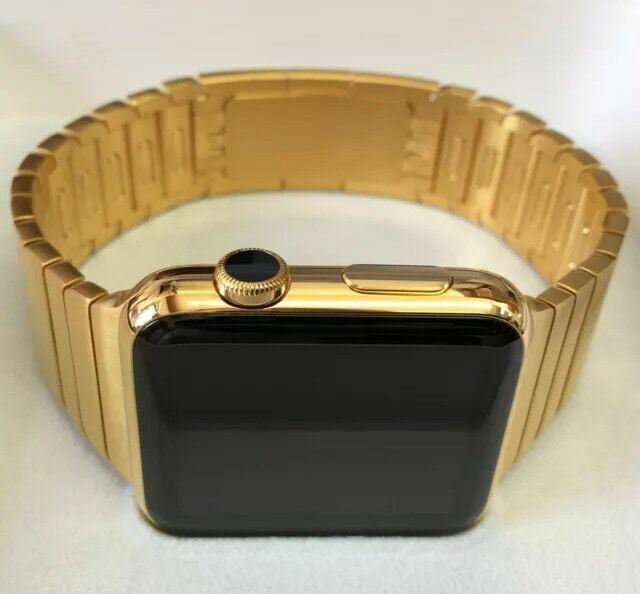 24K Gold Plated 42MM Apple Watch Series 2 Gold Link Band Custom Rare