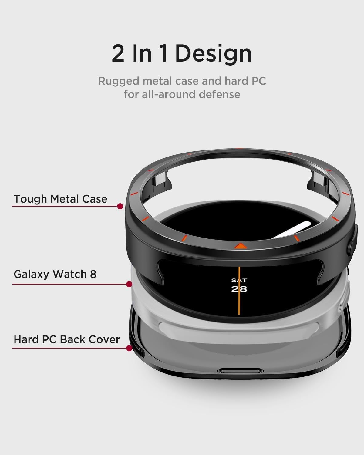 Metal Case for Galaxy Watch 8 40mm Without Screen Protector Rugged Bumper