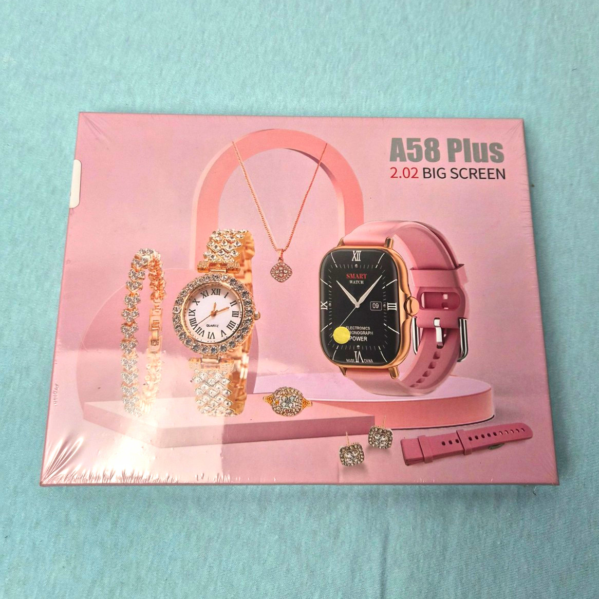 A58 Plus 2.02in Touch Screen Smartwatch beige Silicone Band iOS/Android