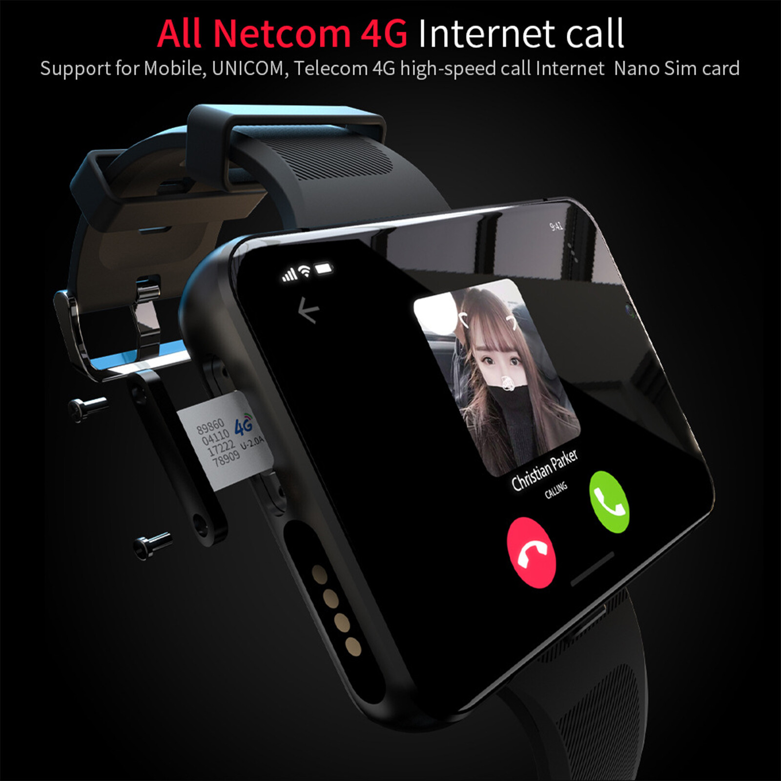 2.88in Larger Screen 4G Smart Watch Android 9.0 Dual Camera WIFI GPS 4+64GB USA