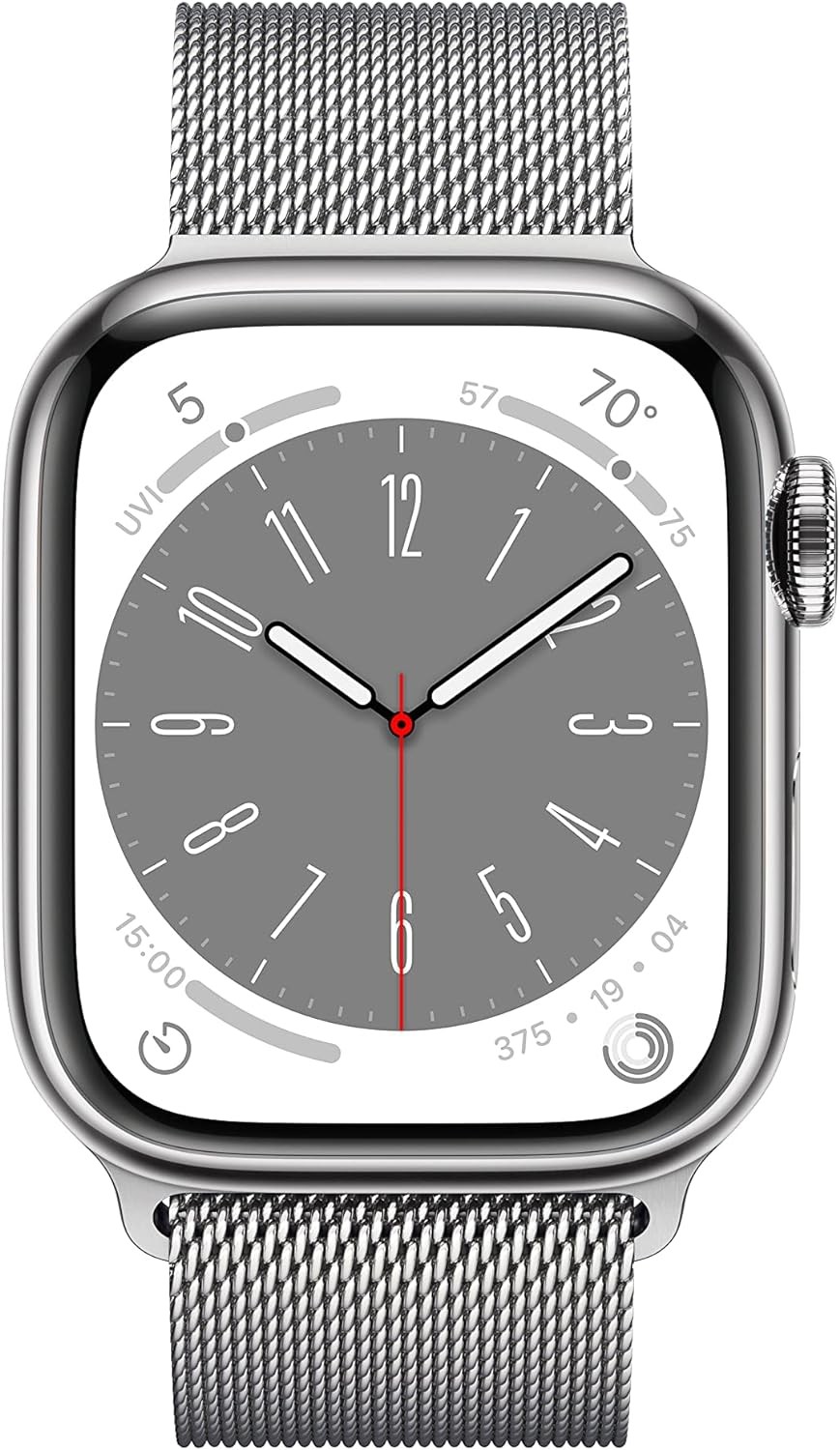 Apple Watch Series 8 (GPS+LTE) 41mm Silver Stainless Steel Case & Milanese Loop