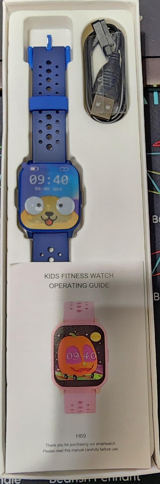 Kids Fitness Smart Watch H69 for Boys Girls Blue Heart Rate Pedometer Sleep