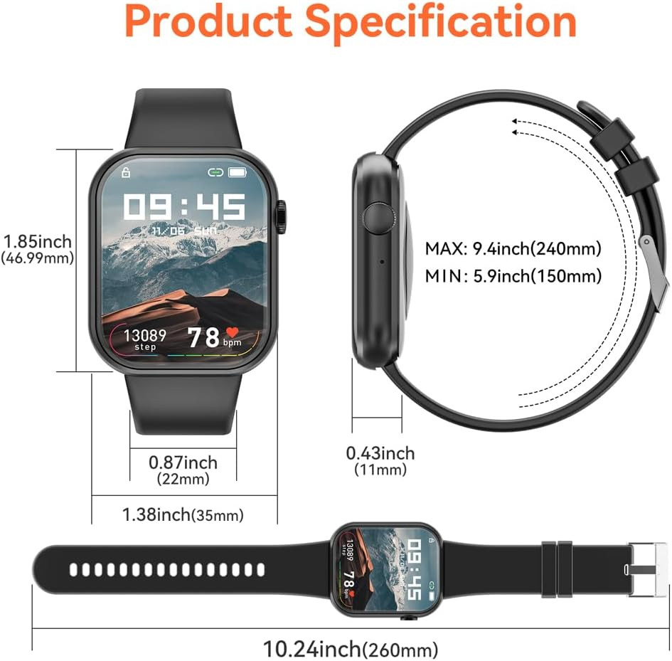 Smart Watch with Call Function, Fitness Tracker & Voice Assistant