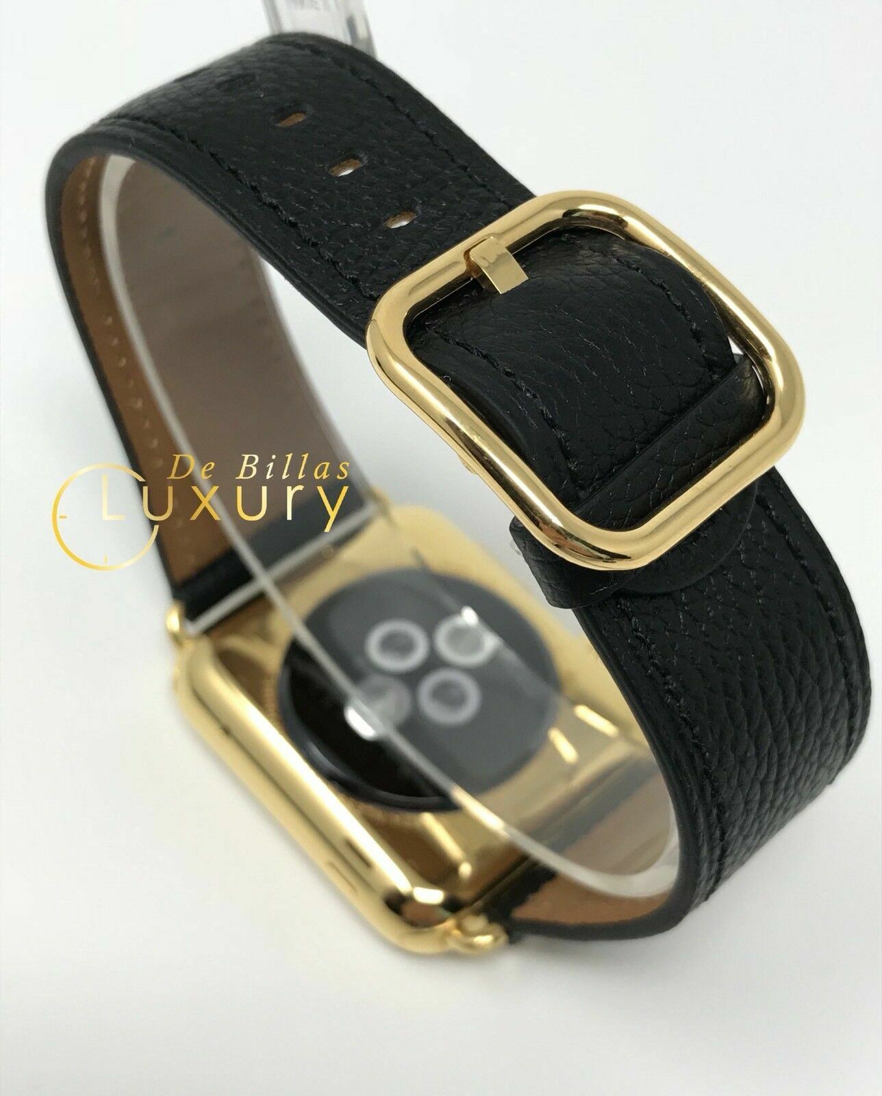 42MM Apple Watch 24K Gold Plated W/Black and Brown Leather Classic Buckle Gen 1