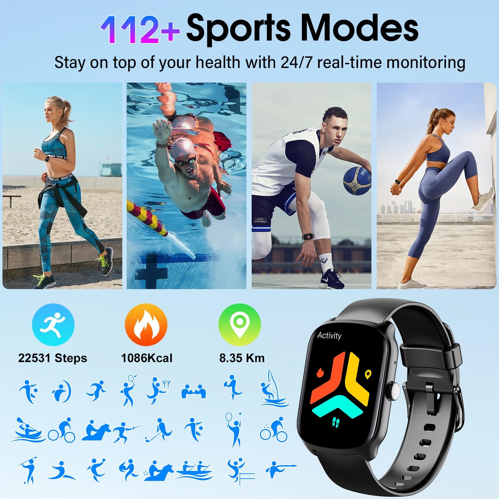 Reloj Inteligente de Mujer Hombre para iPhone Apple Samsung Android y Bluetooth