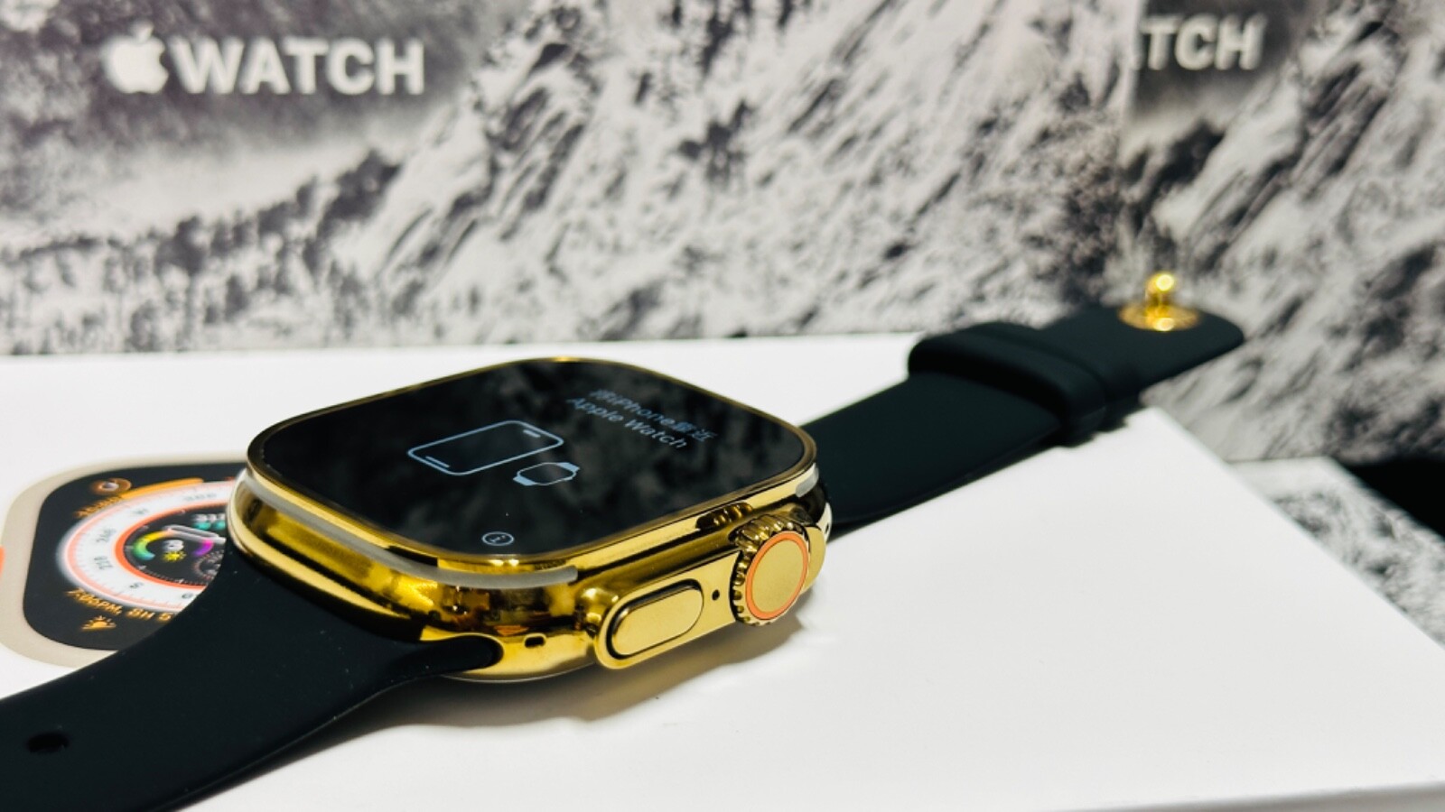 Custom Anodized 49MM GOLD Apple Watch ULTRA 2 Titanium Black Band Gold Plated Pi