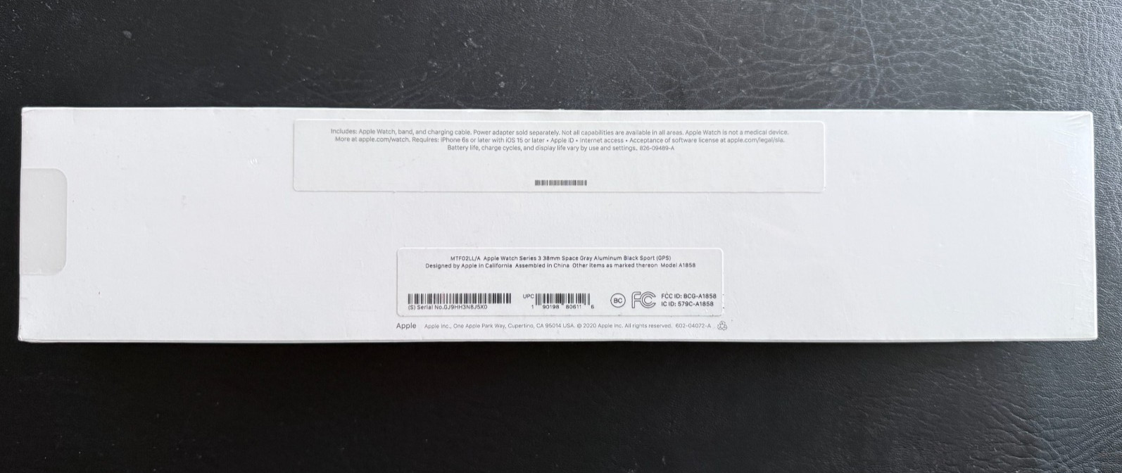 Apple Watch Series 3 38mm Space Gray Aluminum – Black Sports Band – New Sealed