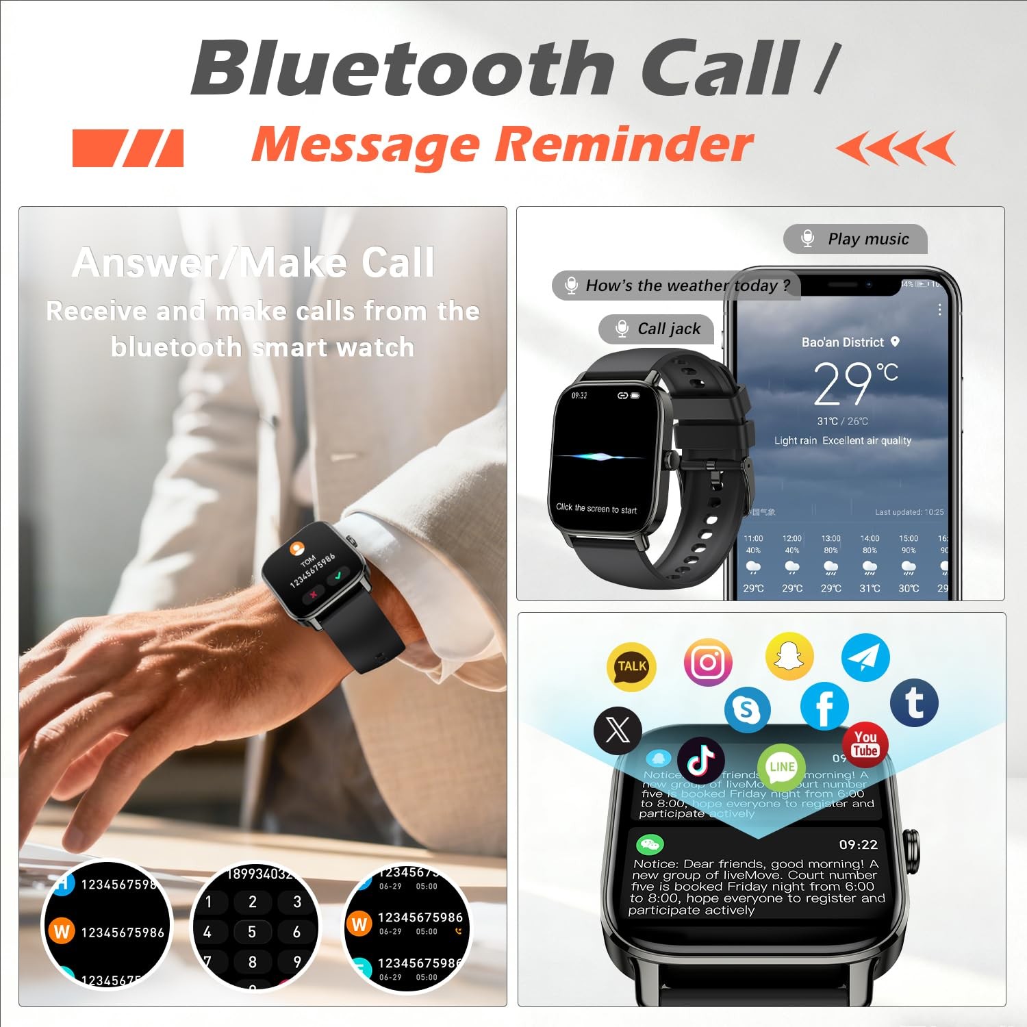 for Fitness Tracker: Make Answer Waterproof Running Android iPhone Samsung Di…