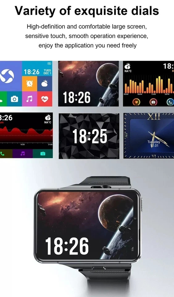 2.88″ Touch Screen 4G Smart Watch 9.0 Dual Camera 4GB+64GB Android/iOS
