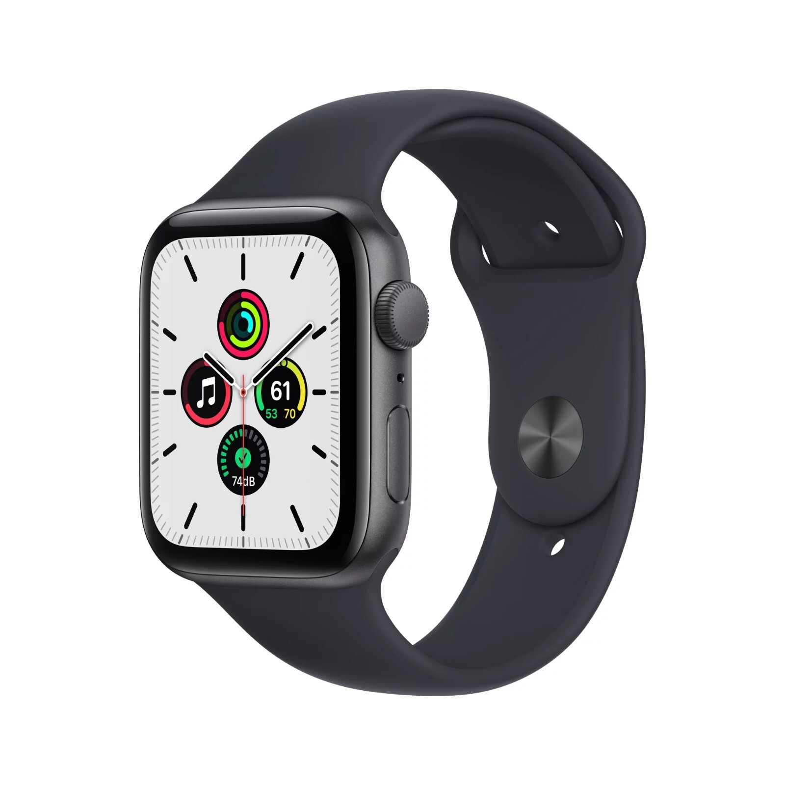 Apple Watch SE 44mm Midnight Space Gray Aluminum Case with Midnight Sport…
