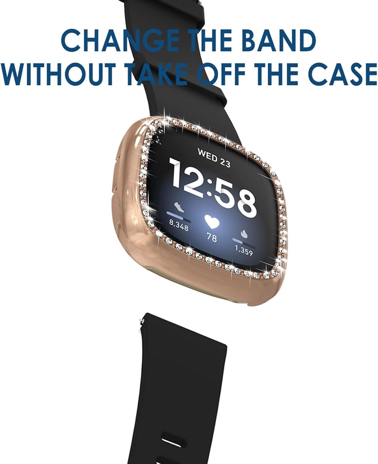 5-Pack Bling Case for Fitbit Sense/Versa 3 Crystals Protector Back Cover Bumper
