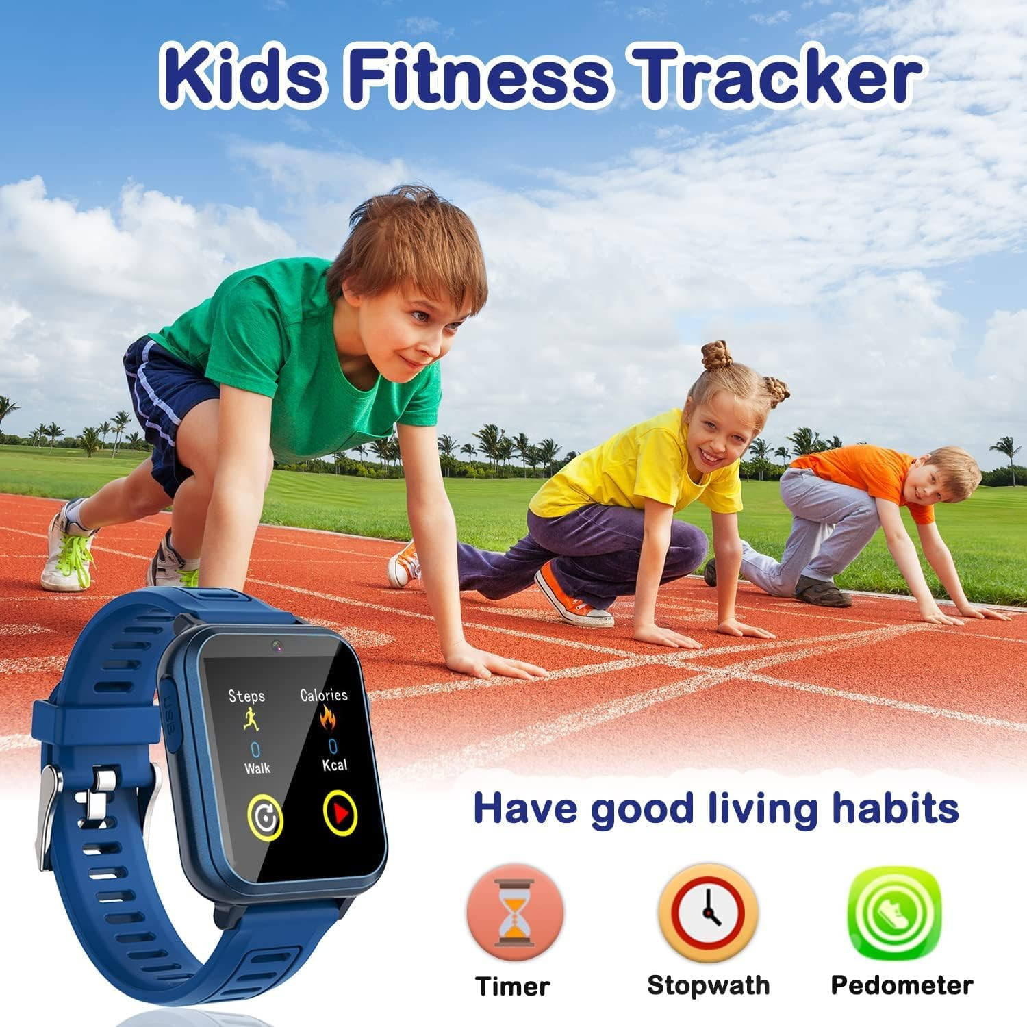 Reloj inteligente con 24 juegos de rompecabezas para niños, cámara táctil HD