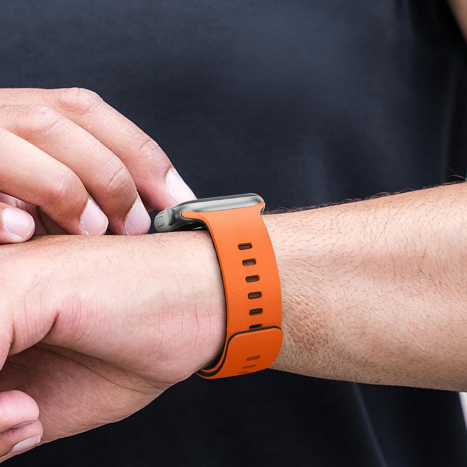 Silicone Strap Compatible with Apple Watch 42mm Series 10/11 Breathable