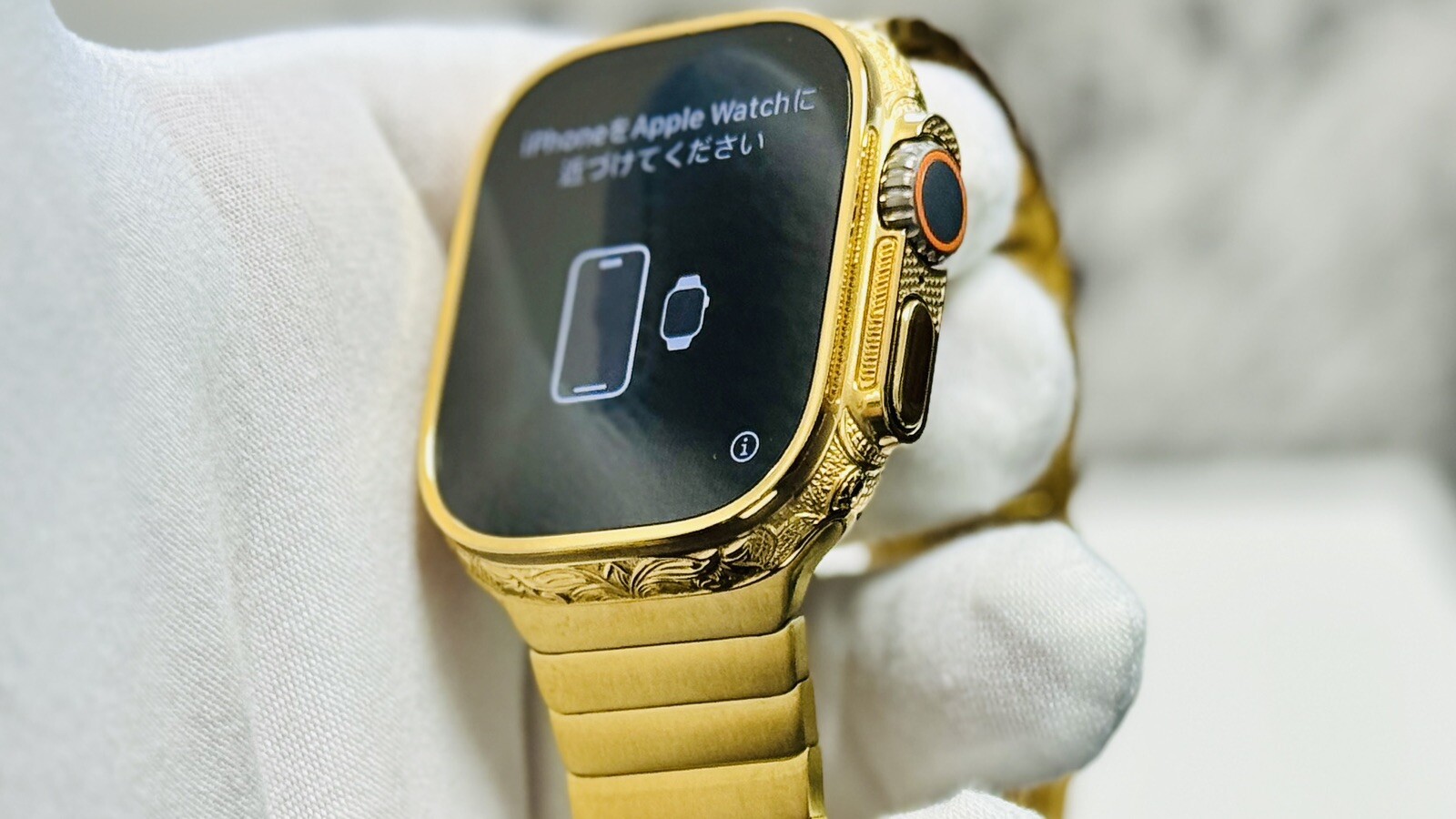 Apple Watch ULTRA 49mm Hand Engraved 24k Gold Plated With 24k Gold Plated Link B