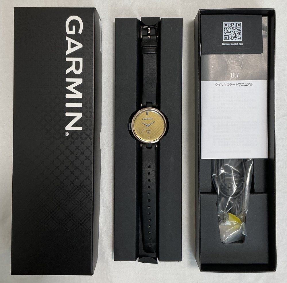 Garmin Lily Classic Black Leather Cream Gold Smartwatch Opened Unused
