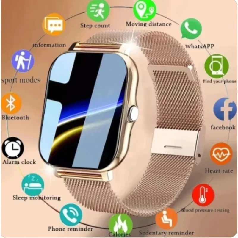 2.01″ HD Smartwatch Bluetooth Call Fitness Tracker Sports DIY Dial Weather