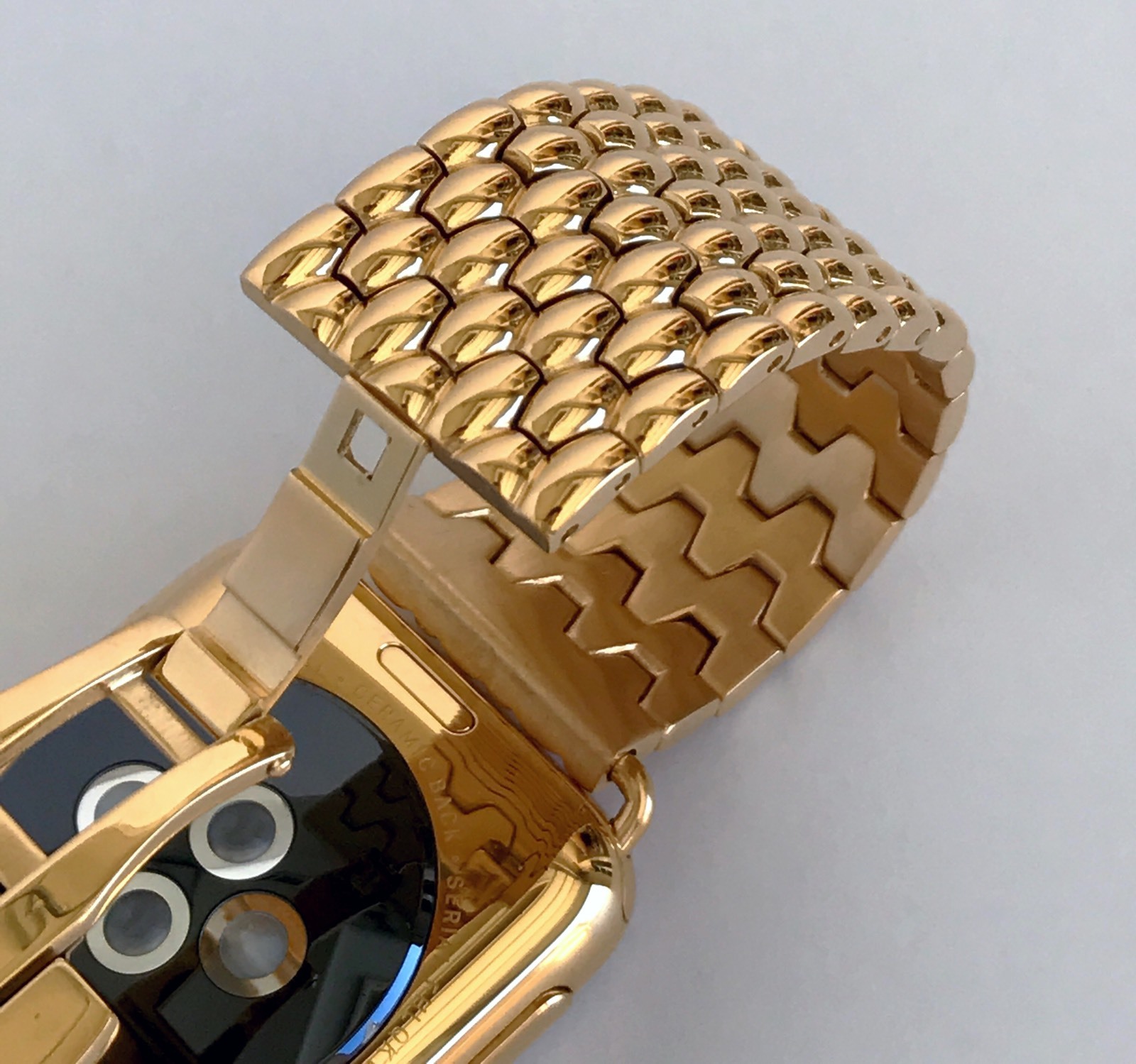 24K Gold Plated 42MM Apple Watch Gen 1 24K Gold Links Butterfly Band