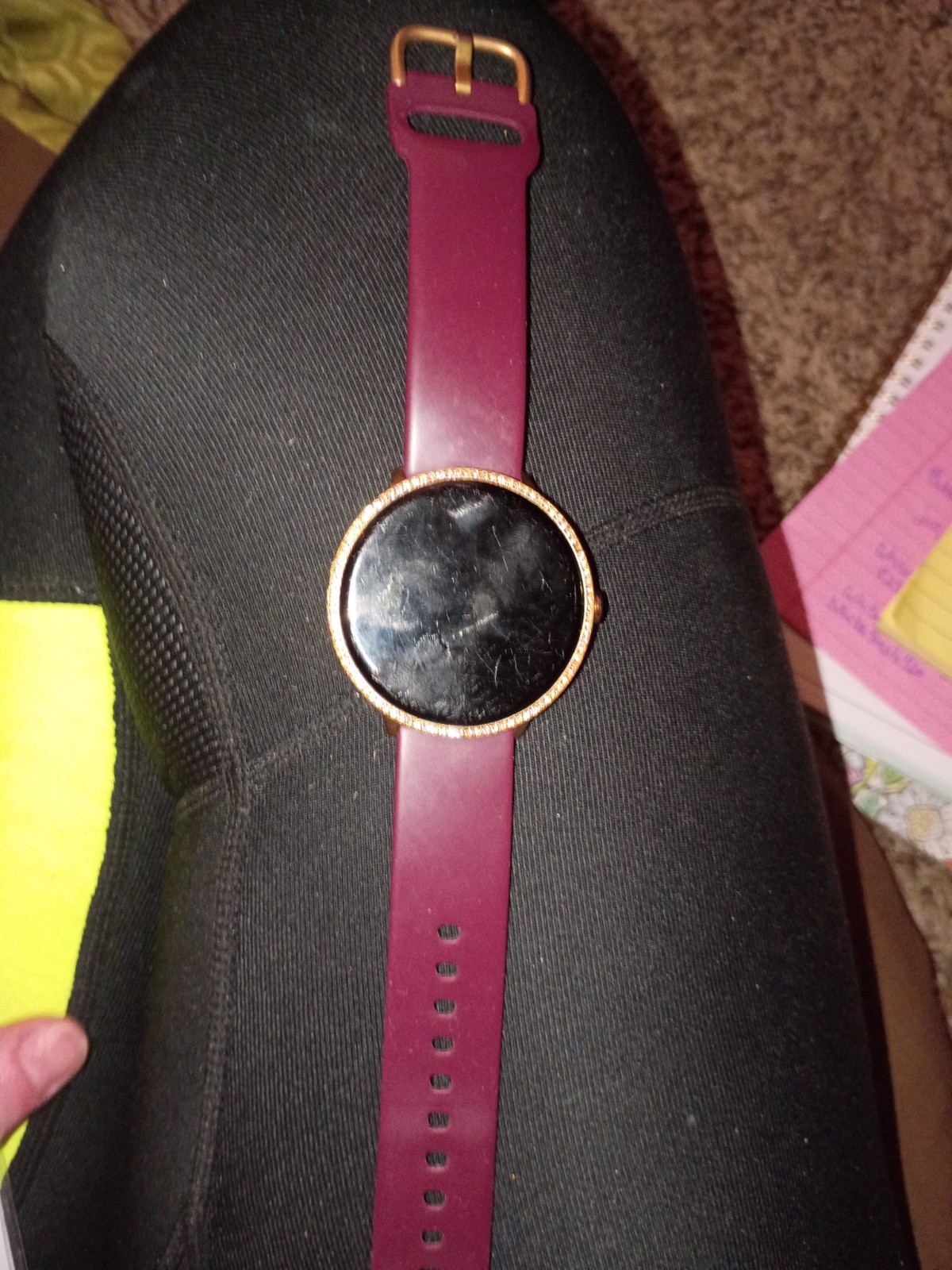 iTECH Fusion 2 44mm Touchscreen Fitness Smartwatch, Burgundy Band Rose Gold
