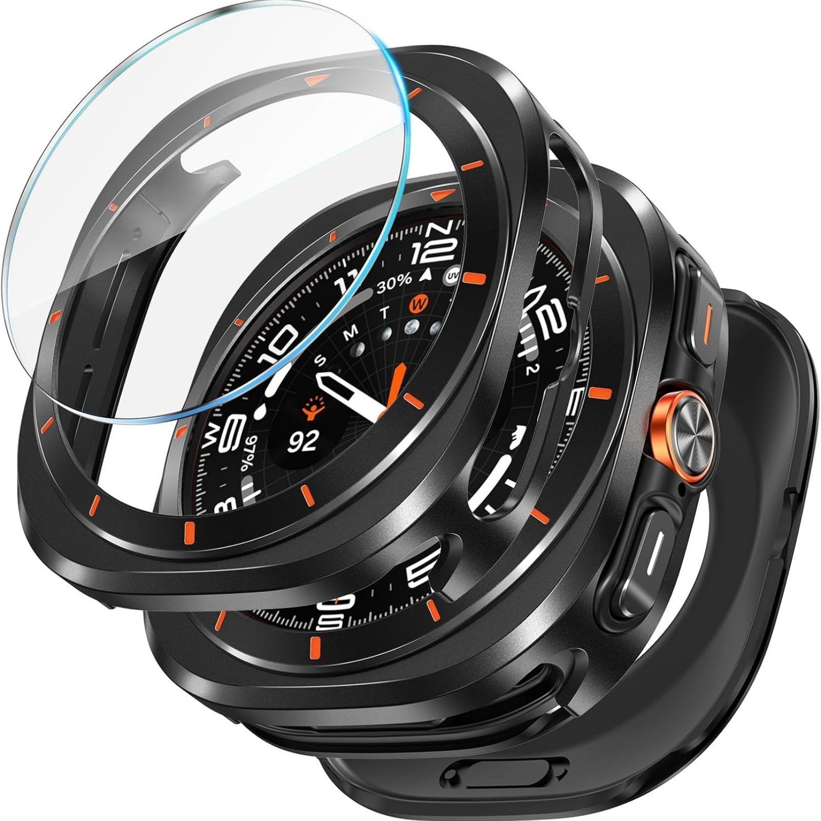 3 in 1 Metal Case For Samsung Galaxy Watch Ultra 47mm w/ Screen Protector Cover