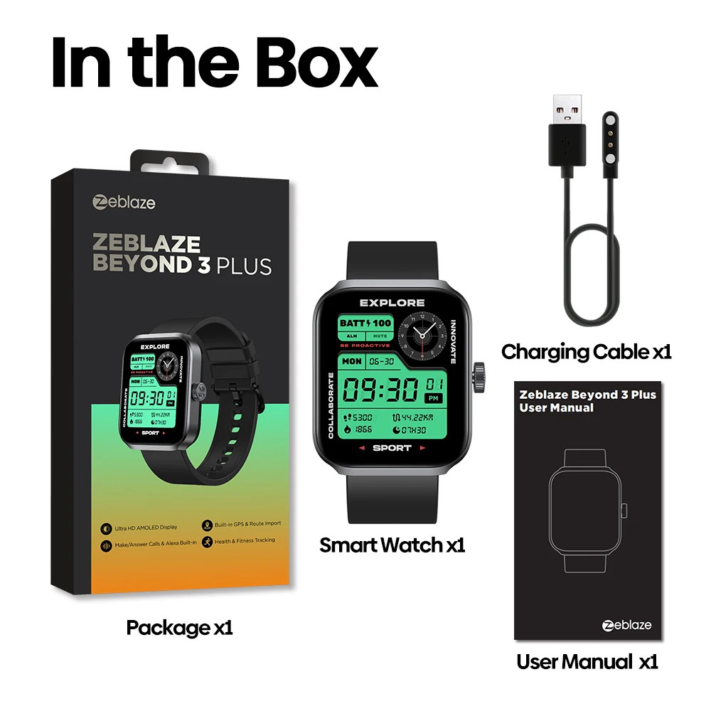 New Zeblaze Beyond 3 Plus GPS Smart Watch 1.78 AMOLED Display Built in Alexa