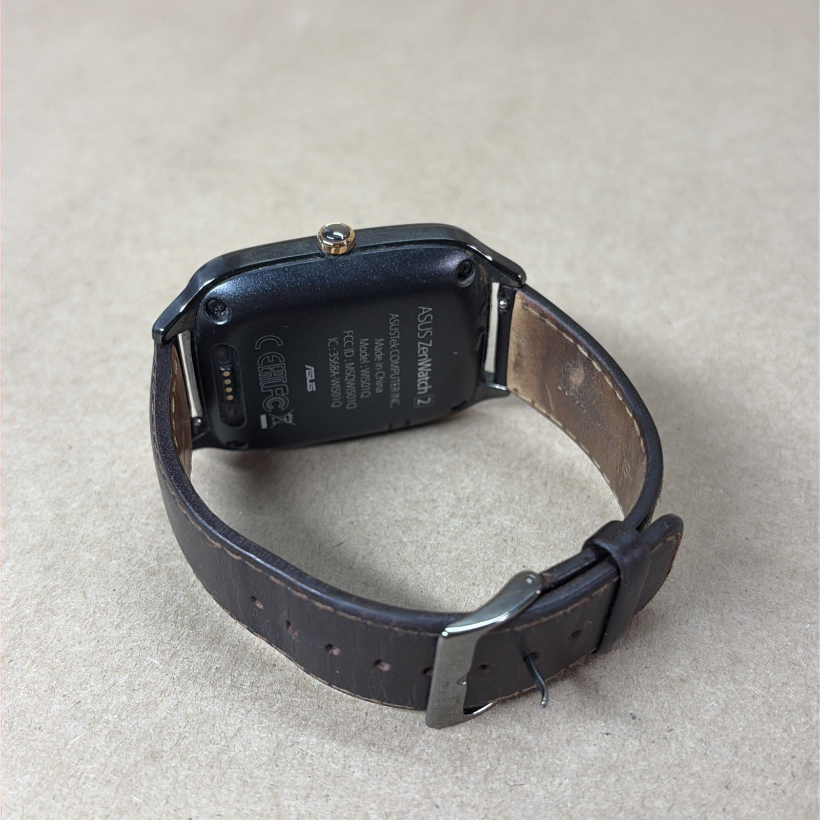 Asus ZenWatch 2 WI501Q Smartwatch Untested with Leather Band