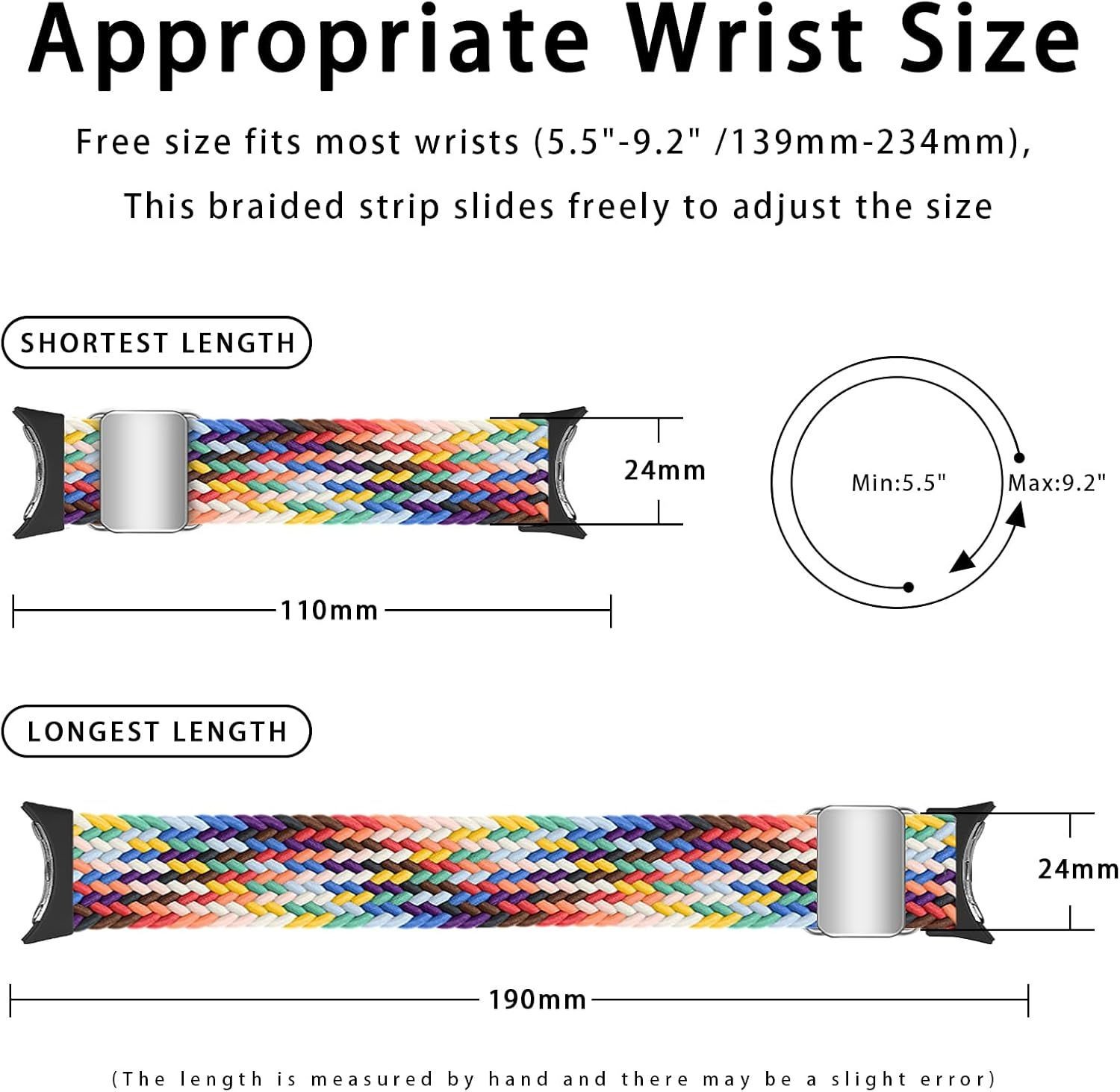 Adjustable Braided Magnetic Band for Google Pixel Watch 41mm 45mm, Black Nylon
