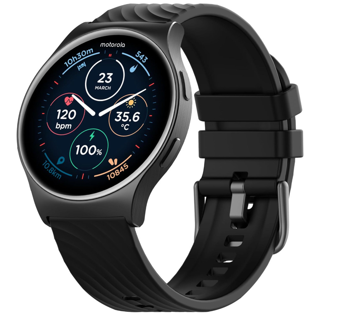 Motorola Moto Watch 120 – Premium Bluetooth AMOLED Smartwatch – Phantom Black