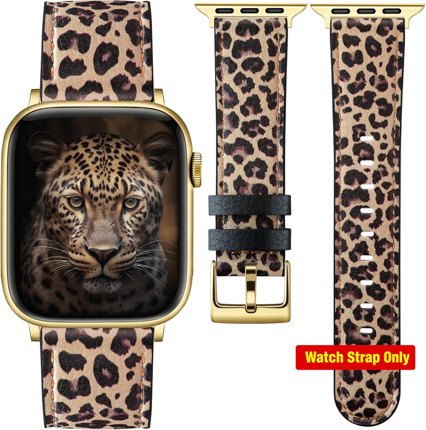 Genuine Leather Band for Apple Watch Series 11, 38mm, 40mm, 41mm – Dressy Leopar