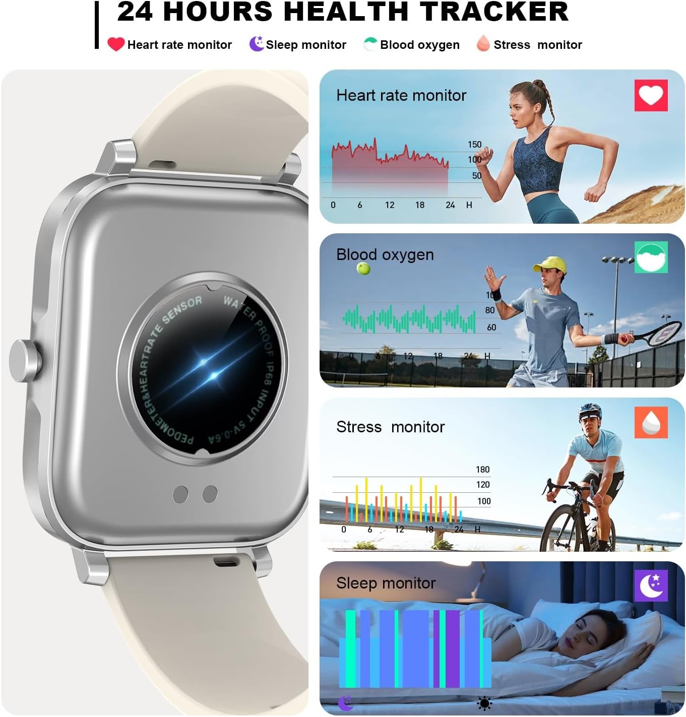 Smart Watch for Men Women Compatible with iPhone Samsung Android – Starlight
