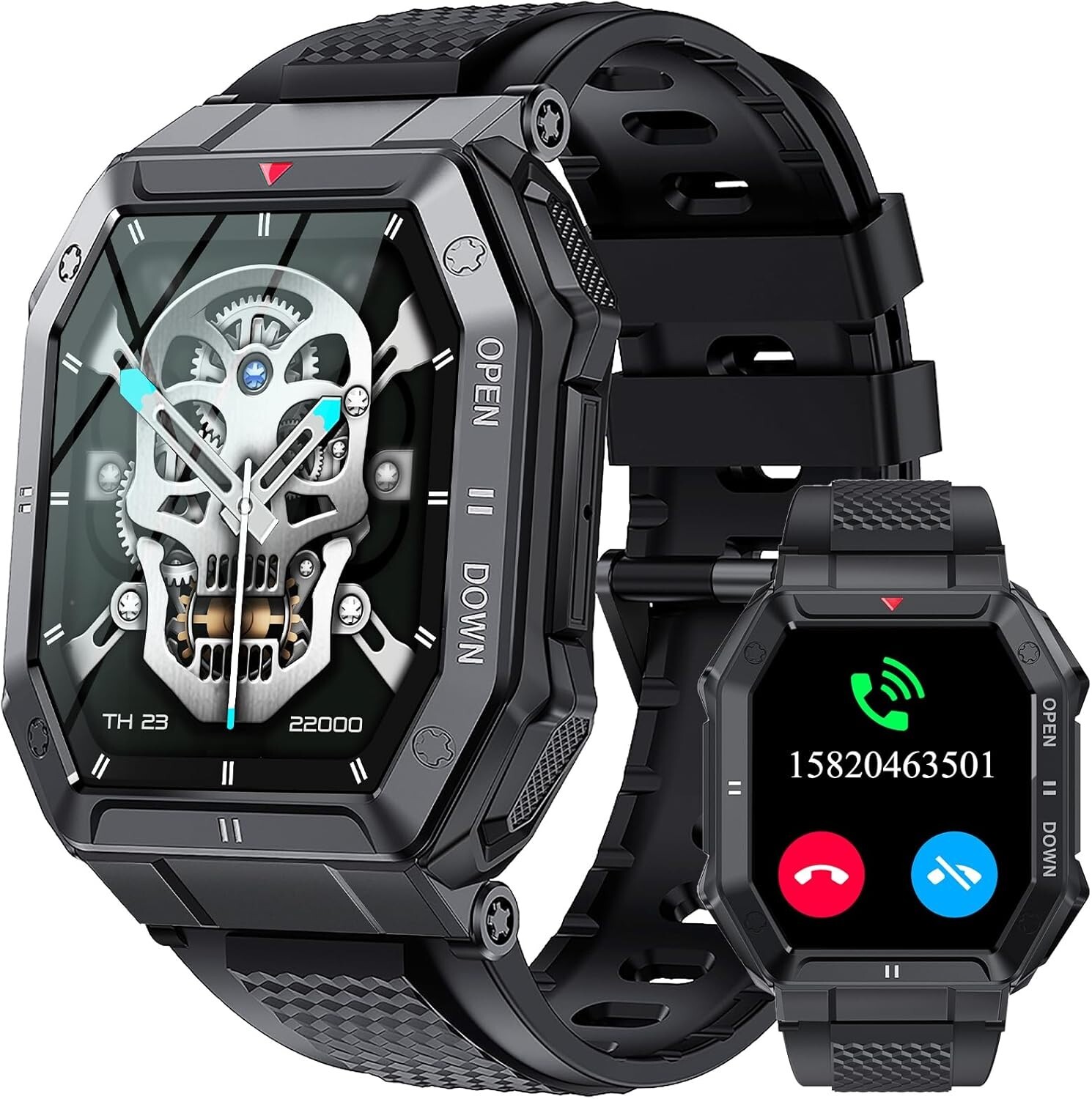 Military Fitness Smart Watch for Men Answer/Make Call 1.85″ HD Screen Heart Rate