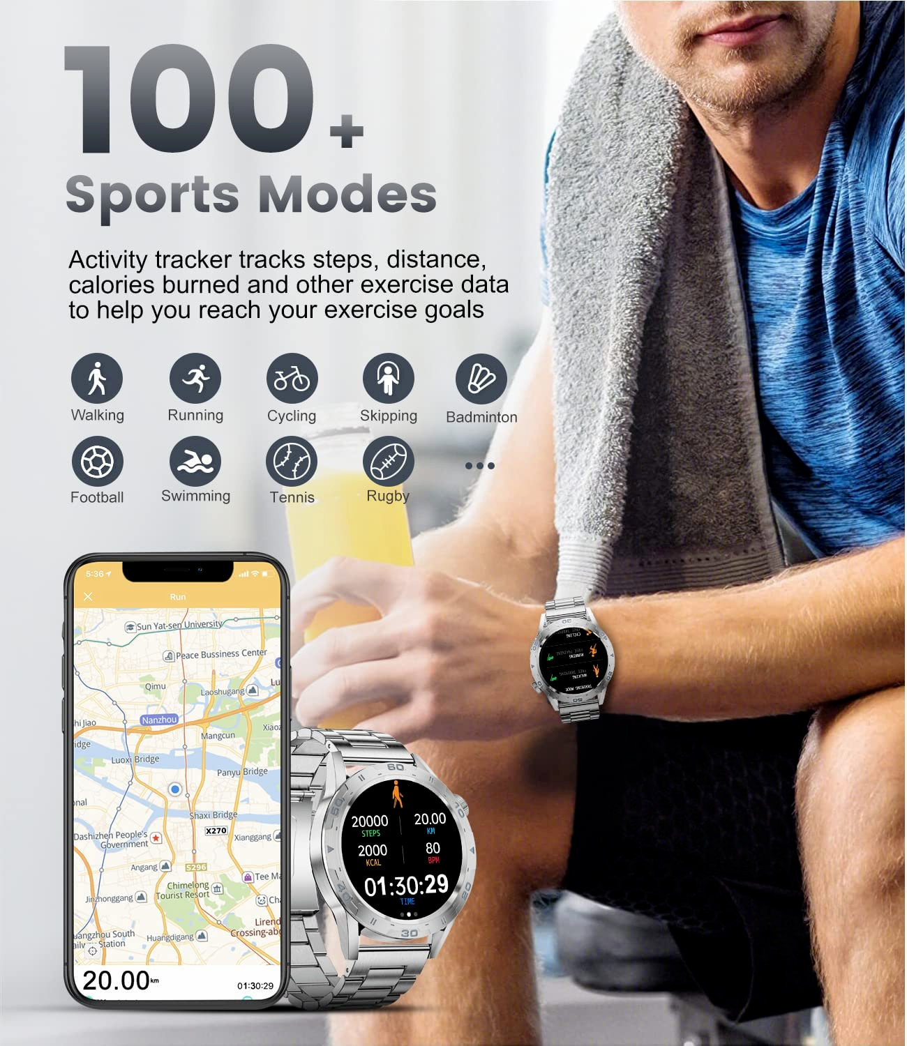 Smart Watch for Men with Bluetooth Answer/Make Call/Voice Speaker, Android Ios S