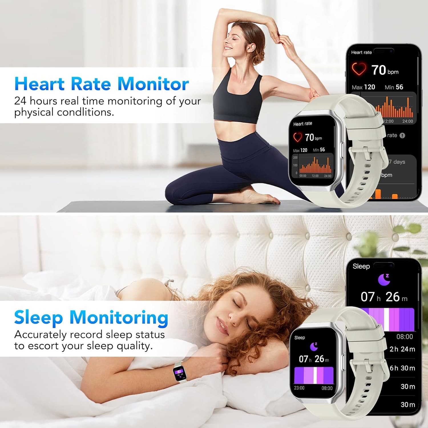 Smart Watch for Men Women (Answer/Make Call), 1.96″ Fitness Tracker Running Watc