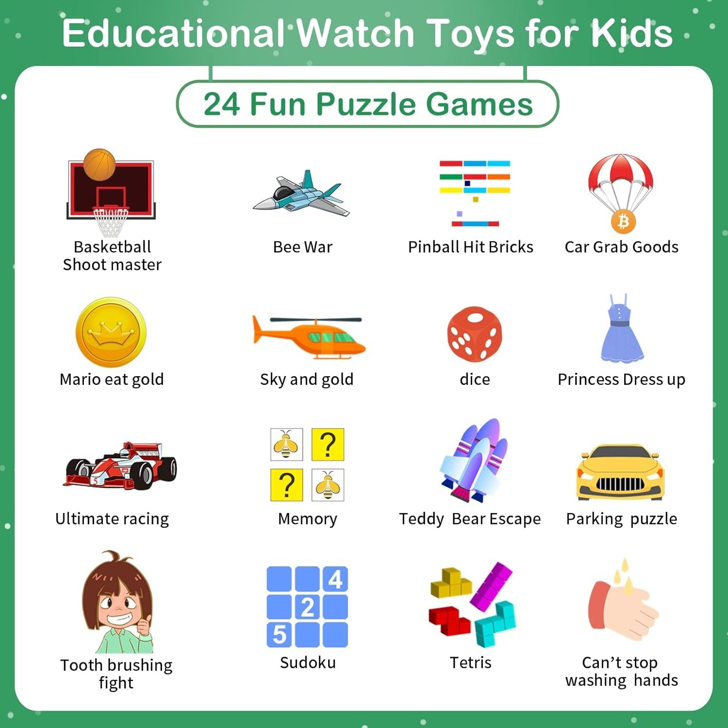 Educational Kids Watch with Games & Pedometer