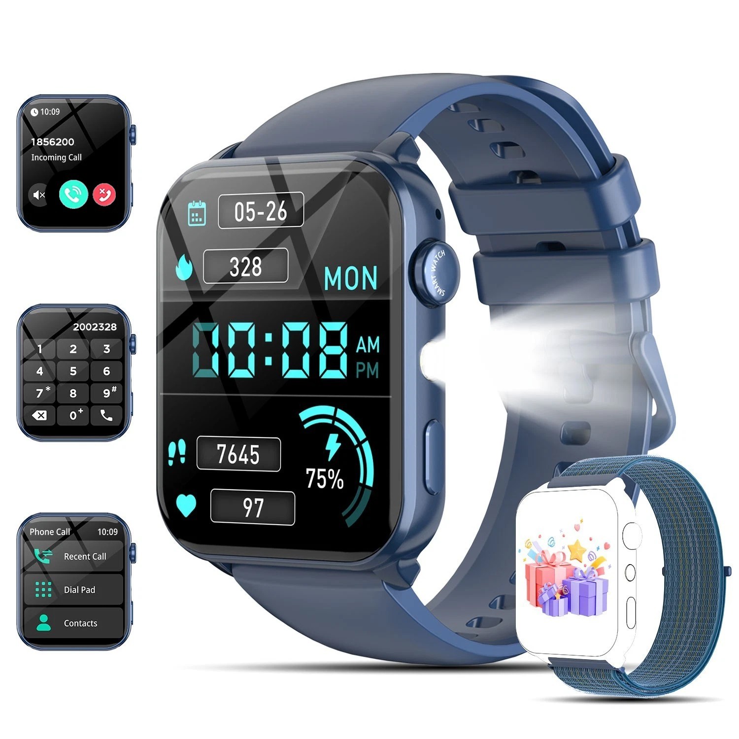 IOWODO Bluetooth Smart Watch Call Women Men Fitness Tracker For iPhone Samsung”