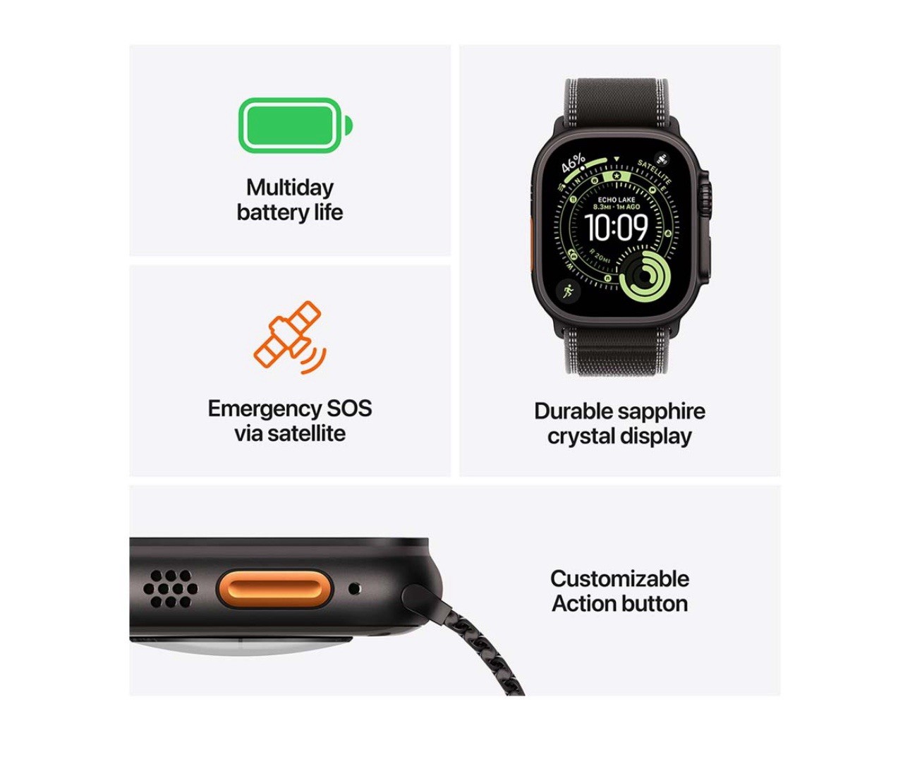 Apple Watch Ultra 3 49mm Cell Black Titanium Charcoal Trail Band M/L MF1H4LW/A