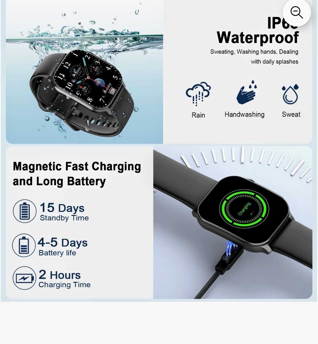Smart Watch fits for Android and iPhone, 2.01″AMOLED Screen, Smart Watch
